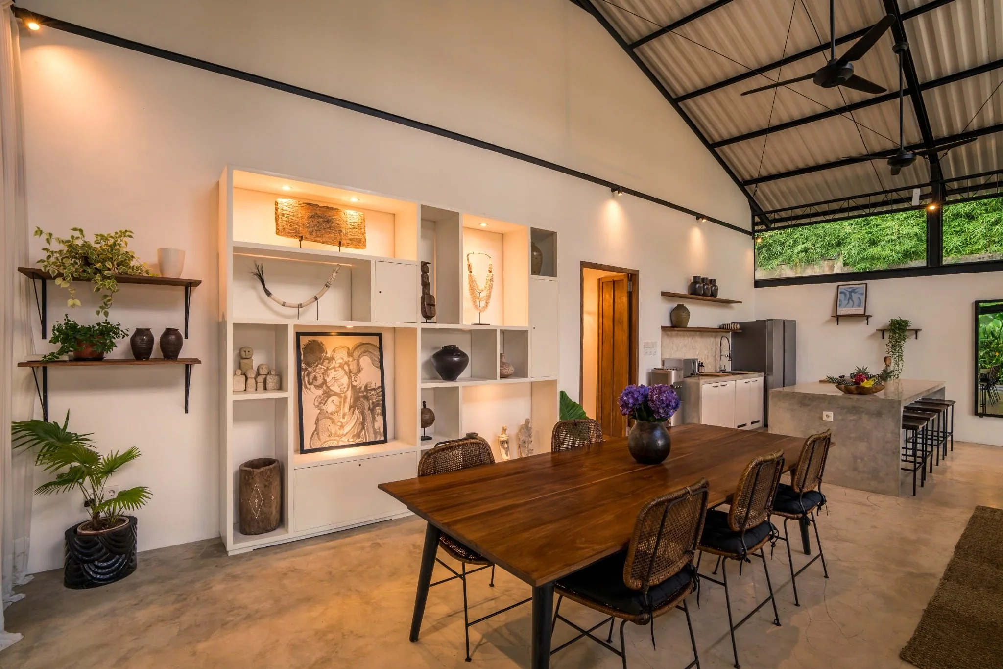 Dining room and curated Indonesian objects